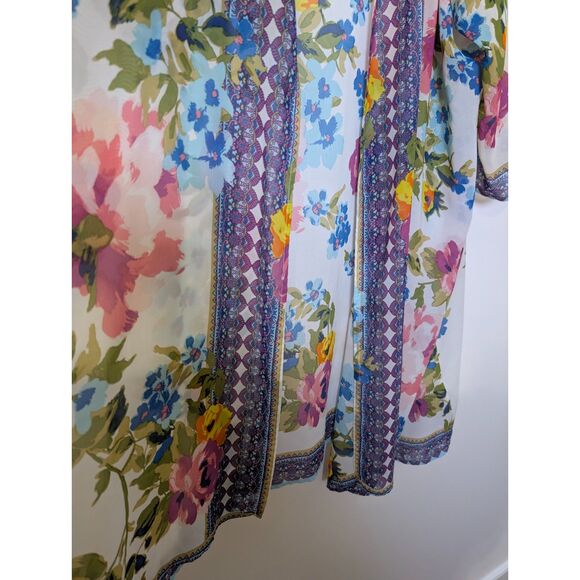 Avenue Floral Chiffon Kimono Cardigan Size 26/28 Plus Boho Y2K Aesthetic - Picture 8 of 8